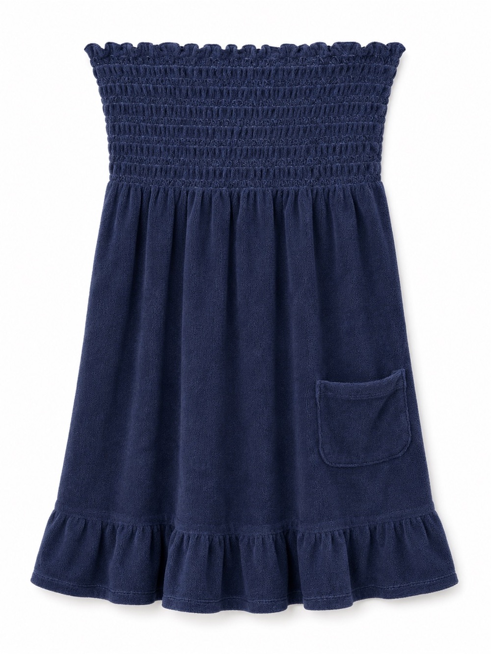Vintage Y2K Juicy Couture Navy Blue Terry Cloth Smocked Tube Dress Size S